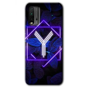 Xiaomi Redmi 9T Dark Neon Yaprak Y Harfi Baskılı Uyumlu Silikon Kılıf