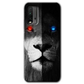 Xiaomi Redmi 9T Fire and Ice Lion Baskılı Uyumlu Silikon Kılıf