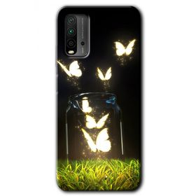 Xiaomi Redmi 9T Işıklı Kelebekler Baskılı Uyumlu Silikon Kılıf