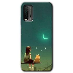 Xiaomi Redmi 9T Kedili Kız Baskılı Uyumlu Silikon Kılıf
