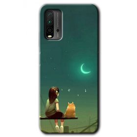 Xiaomi Redmi 9T Kedili Kız Baskılı Uyumlu Silikon Kılıf