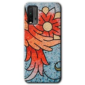 Xiaomi Redmi 9T Mozaik Çiçek Baskılı Uyumlu Silikon Kılıf