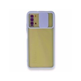 Xiaomi Redmi 9T Palm Buzlu Kamera Sürgülü Silikon - Lila Cep Telefonu Kılıfı