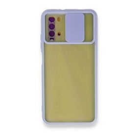 Xiaomi Redmi 9T Palm Buzlu Kamera Sürgülü Silikon - Lila Cep Telefonu Kılıfı