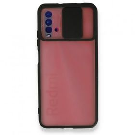 Xiaomi Redmi 9T Palm Buzlu Kamera Sürgülü Silikon - Siyah Cep Telefonu Kılıfı