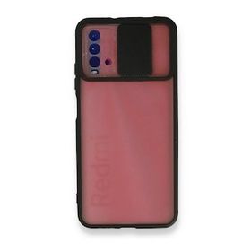 Xiaomi Redmi 9T Palm Buzlu Kamera Sürgülü Silikon - Siyah Cep Telefonu Kılıfı