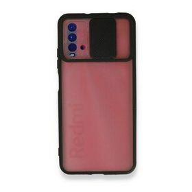 Xiaomi Redmi 9T Palm Buzlu Kamera Sürgülü Silikon - Siyah Cep Telefonu Kılıfı