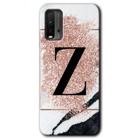 Xiaomi Redmi 9T Pembe Mermer Desenli Z Harfi Baskılı Uyumlu Silikon Kılıf