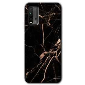 Xiaomi Redmi 9T Siyah Gold Mermer Baskılı Uyumlu Silikon Kılıf