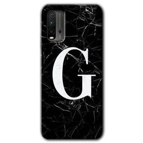 Xiaomi Redmi 9T Siyah Mermer Desenli G Harfi Baskılı Uyumlu Silikon Kılıf