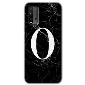 Xiaomi Redmi 9T Siyah Mermer Desenli O Harfi Baskılı Uyumlu Silikon Kılıf