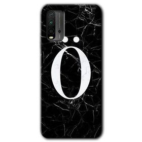 Xiaomi Redmi 9T Siyah Mermer Desenli O Harfi Baskılı Uyumlu Silikon Kılıf