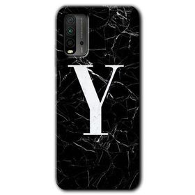 Xiaomi Redmi 9T Siyah Mermer Desenli Y Harfi Baskılı Uyumlu Silikon Kılıf