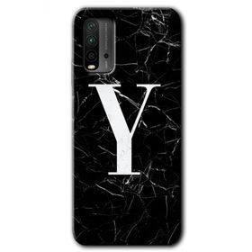Xiaomi Redmi 9T Siyah Mermer Desenli Y Harfi Baskılı Uyumlu Silikon Kılıf