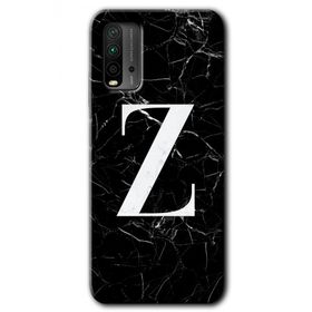 Xiaomi Redmi 9T Siyah Mermer Desenli Z Harfi Baskılı Uyumlu Silikon Kılıf