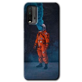 Xiaomi Redmi 9T Smoke Astronot Baskılı Uyumlu Silikon Kılıf