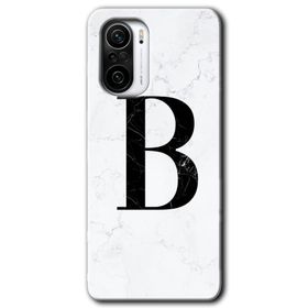 Xiaomi Redmi K40 Beyaz Mermer Desenli B Harfi Baskılı Uyumlu Silikon Kılıf