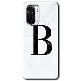 Xiaomi Redmi K40 Beyaz Mermer Desenli B Harfi Baskılı Uyumlu Silikon Kılıf