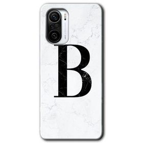 Xiaomi Redmi K40 Beyaz Mermer Desenli B Harfi Baskılı Uyumlu Silikon Kılıf