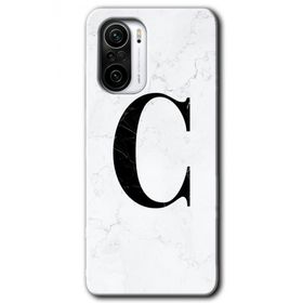 Xiaomi Redmi K40 Beyaz Mermer Desenli C Harfi Baskılı Uyumlu Silikon Kılıf