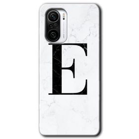 Xiaomi Redmi K40 Beyaz Mermer Desenli E Harfi Baskılı Uyumlu Silikon Kılıf