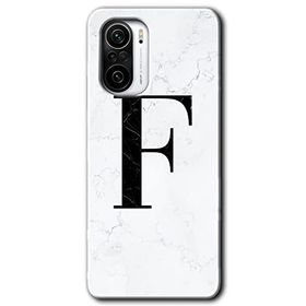 Xiaomi Redmi K40 Beyaz Mermer Desenli F Harfi Baskılı Uyumlu Silikon Kılıf