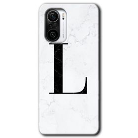 Xiaomi Redmi K40 Beyaz Mermer Desenli L Harfi Baskılı Uyumlu Silikon Kılıf