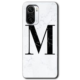 Xiaomi Redmi K40 Beyaz Mermer Desenli M Harfi Baskılı Uyumlu Silikon Kılıf