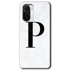 Xiaomi Redmi K40 Beyaz Mermer Desenli M Harfi Baskılı Uyumlu Silikon Kılıf