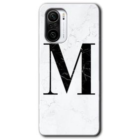 Xiaomi Redmi K40 Beyaz Mermer Desenli M Harfi Baskılı Uyumlu Silikon Kılıf