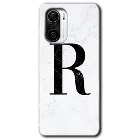 Xiaomi Redmi K40 Beyaz Mermer Desenli M Harfi Baskılı Uyumlu Silikon Kılıf
