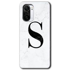 Xiaomi Redmi K40 Beyaz Mermer Desenli M Harfi Baskılı Uyumlu Silikon Kılıf