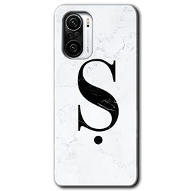 Xiaomi Redmi K40 Beyaz Mermer Desenli S Harfi Baskılı Uyumlu Silikon Kılıf