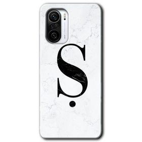 Xiaomi Redmi K40 Beyaz Mermer Desenli S Harfi Baskılı Uyumlu Silikon Kılıf