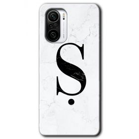 Xiaomi Redmi K40 Beyaz Mermer Desenli S Harfi Baskılı Uyumlu Silikon Kılıf