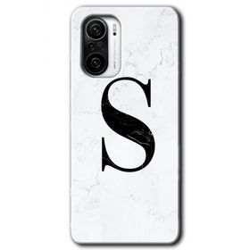 Xiaomi Redmi K40 Beyaz Mermer Desenli S Harfi Baskılı Uyumlu Silikon Kılıf