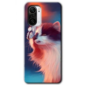 Xiaomi Redmi K40 Cat Butterfly Baskılı Uyumlu Silikon Kılıf