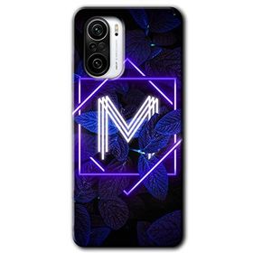 Xiaomi Redmi K40 Dark Neon Yaprak M Harfi Baskılı Uyumlu Silikon Kılıf