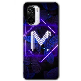 Xiaomi Redmi K40 Dark Neon Yaprak M Harfi Baskılı Uyumlu Silikon Kılıf