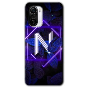 Xiaomi Redmi K40 Dark Neon Yaprak N Harfi Baskılı Uyumlu Silikon Kılıf