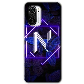 Xiaomi Redmi K40 Dark Neon Yaprak N Harfi Baskılı Uyumlu Silikon Kılıf