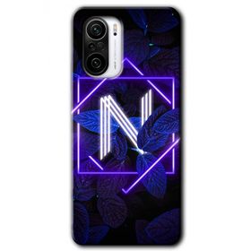 Xiaomi Redmi K40 Dark Neon Yaprak N Harfi Baskılı Uyumlu Silikon Kılıf