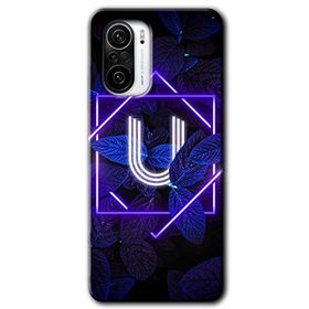 Xiaomi Redmi K40 Dark Neon Yaprak Ü Harfi Baskılı Uyumlu Silikon Kılıf