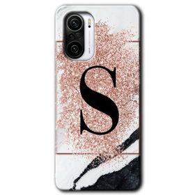Xiaomi Redmi K40 Pembe Mermer Desenli S Harfi Baskılı Uyumlu Silikon Kılıf