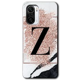 Xiaomi Redmi K40 Pembe Mermer Desenli Z Harfi Baskılı Uyumlu Silikon Kılıf