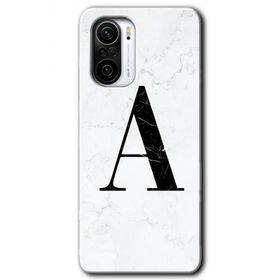 Xiaomi Redmi K40 Pro Beyaz Mermer Desenli A Harfi Baskılı Uyumlu Silikon Kılıf