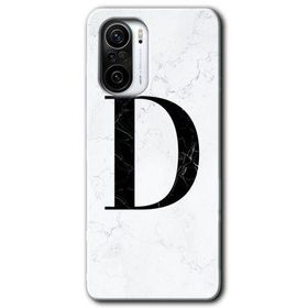 Xiaomi Redmi K40 Pro Beyaz Mermer Desenli D Harfi Baskılı Uyumlu Silikon Kılıf