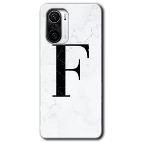 Xiaomi Redmi K40 Pro Beyaz Mermer Desenli F Harfi Baskılı Uyumlu Silikon Kılıf