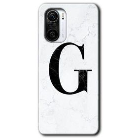 Xiaomi Redmi K40 Pro Beyaz Mermer Desenli G Harfi Baskılı Uyumlu Silikon Kılıf