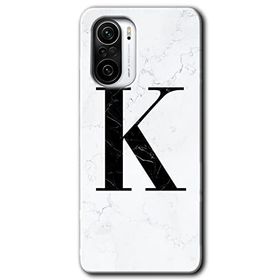 Xiaomi Redmi K40 Pro Beyaz Mermer Desenli K Harfi Baskılı Uyumlu Silikon Kılıf